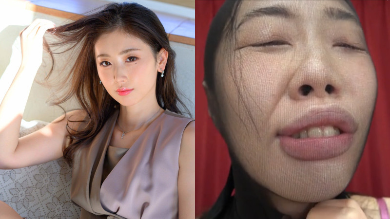 小松杏の顔面パンスト！清楚な美女の顔ストオナニー＆ぶっかけ