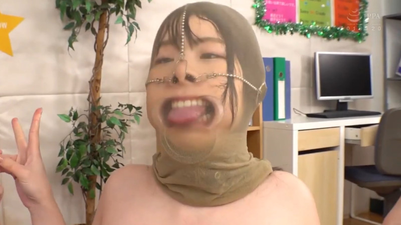 沙月恵奈 顔面パンスト 三方向鼻フック 開口器 アヘ顔